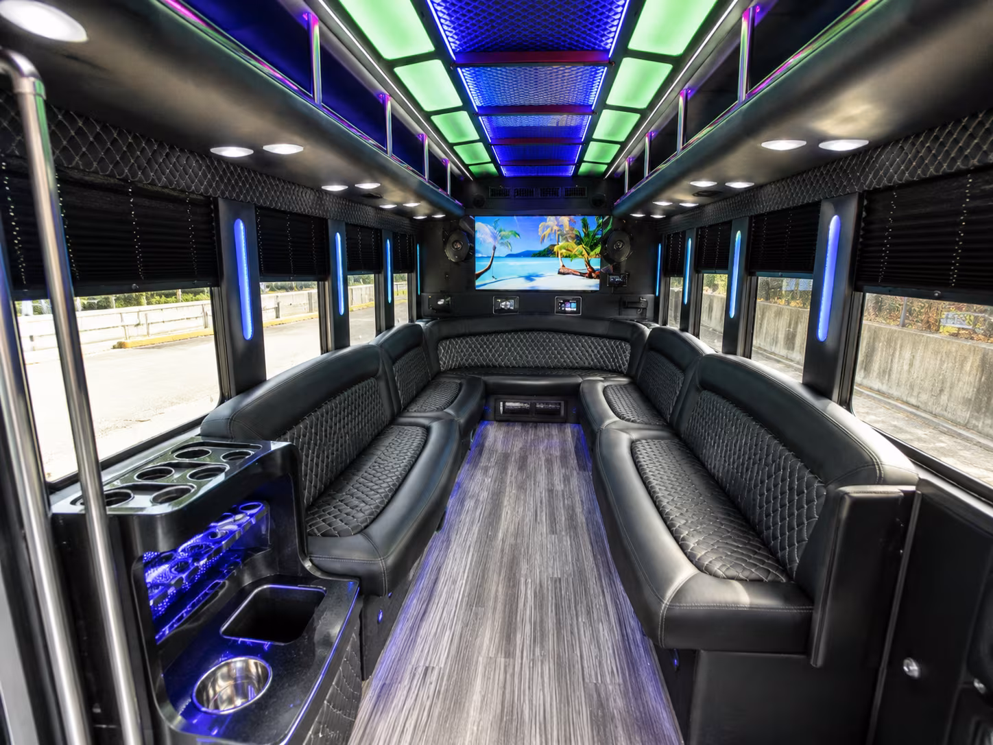 west sacramento 18 passenger party bus inside