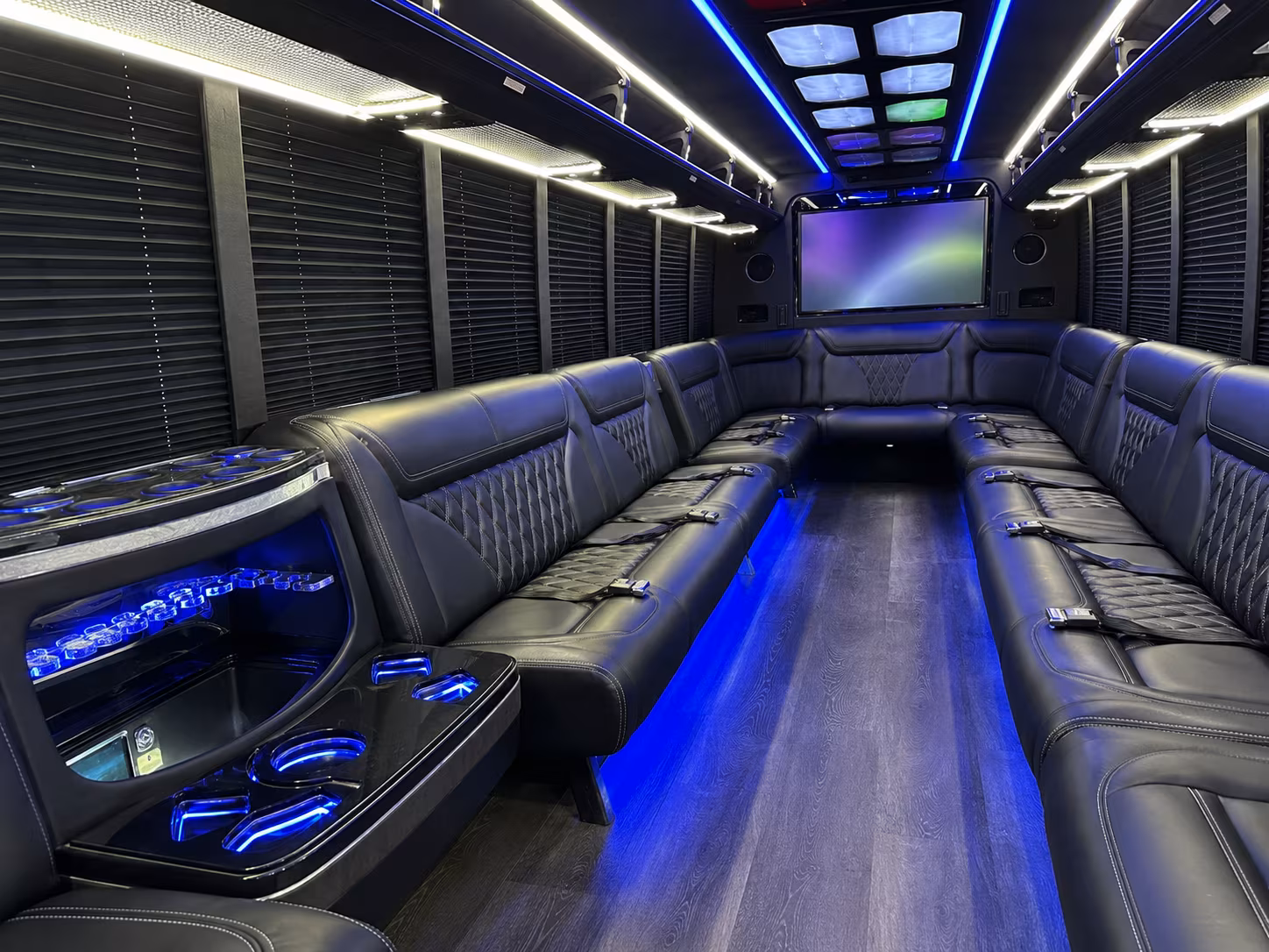 west sacramento 20 passenger party bus inside