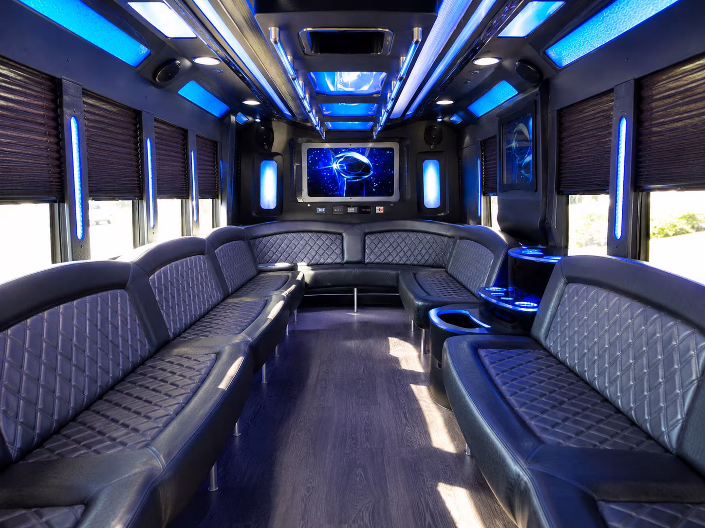 west sacramento 28 passenger party bus inside