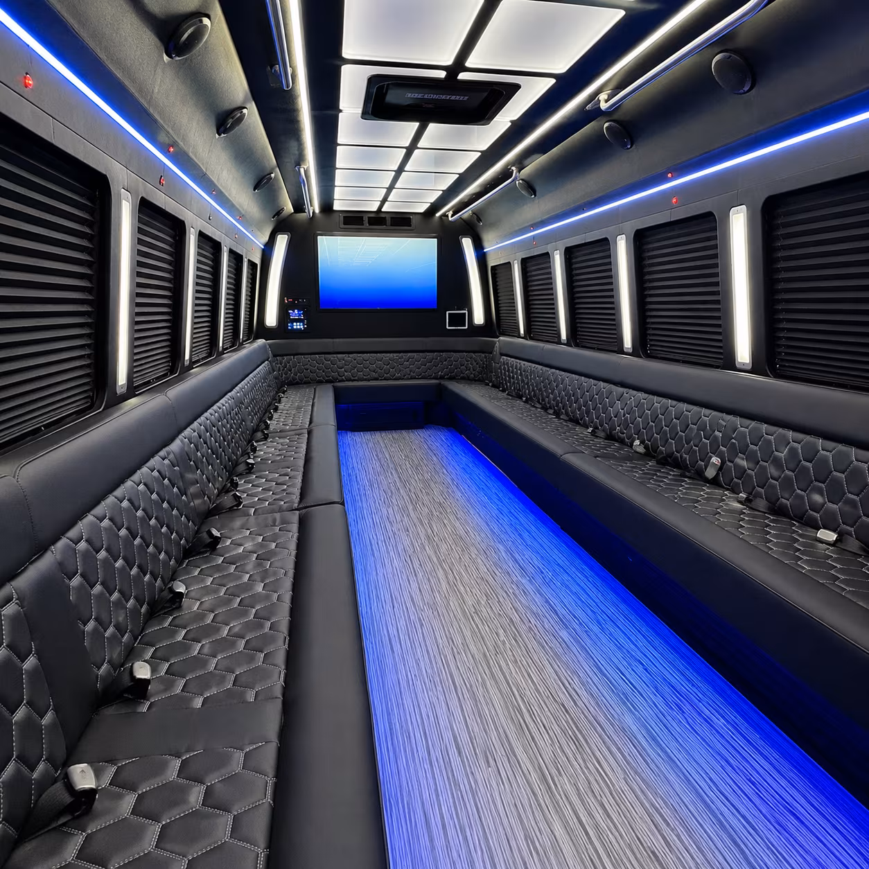 west sacramento 50 passenger party bus inside
